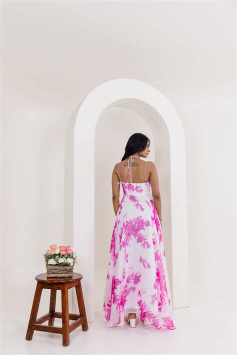 Hazel Pink Floral Printed Maxi Dress