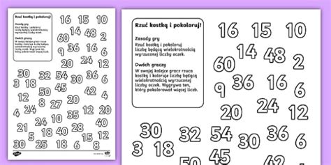 Rzuć kostką i pokoloruj Wielokrotność liczby - Twinkl