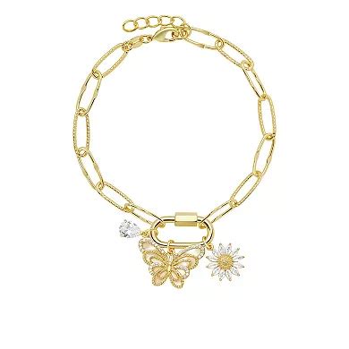 Brilliance 18k Gold Plated Cubic Zirconia & Mother of Pearl Butterfly ...