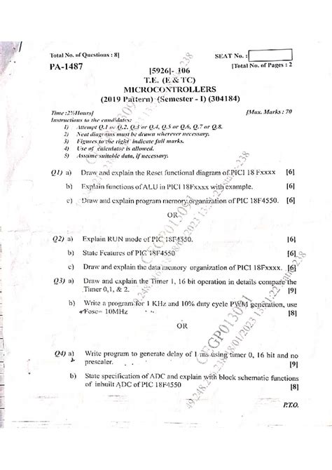 Microcontroller Electronics & Telecommunications Notes (304184) - Studocu
