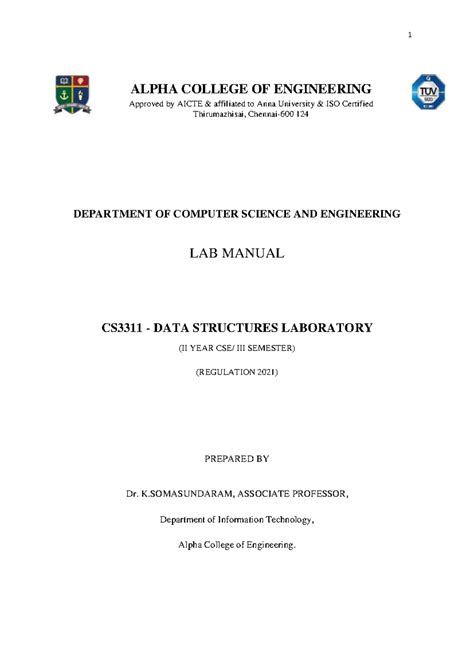24CSP301 Data structures laboratory notes and experiments - Studocu