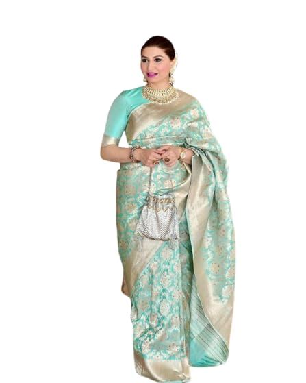 Buy Flosive Beautiful Forest Pista Kanjivaram Silk Saree With Zari ...