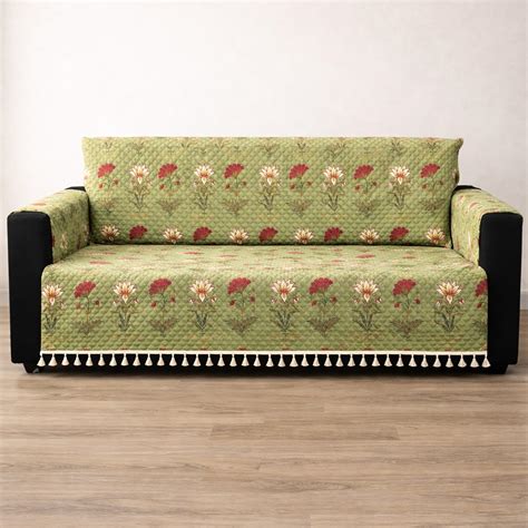 IKATRA Series Quilted Printed Sofa Cover for Indian Sofa Set with Side ...