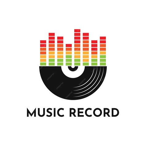 Logo design template music record logo equalizer volume with vinyl ...