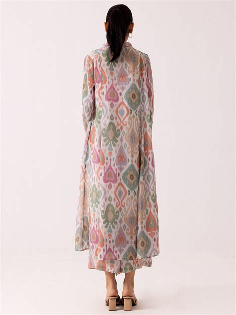 Buy Multicolor Printed Crepe Kurta with Slip and Palazzo - Set of 2 ...