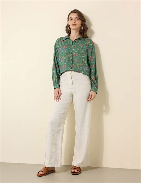 Buy Women Floral Printed Regular Fit Shirt Green|U.S. Polo Assn. India ...