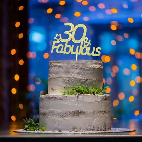 Buy Sotpot 3pcs 30 & Fabulous Cake Topper, Gold Glitter Cake Topper for ...