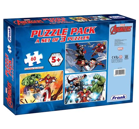 Buy Frank Marvel's Avengers Puzzle Pack, A Set of 3 Puzzles, 60 Pieces ...