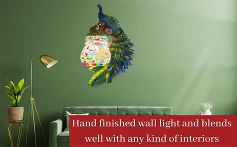 SG Enterprises Peacock Wall Light with Muzek Glass, Decorative ...