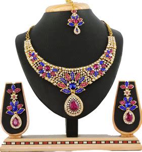 VATSALYA creation Alloy Gold-plated Pink, Blue Jewellery Set Price in ...
