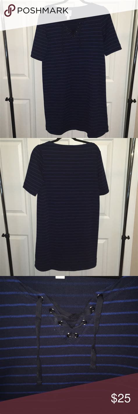 SUNDAY Small Navy Blue Striped Dress