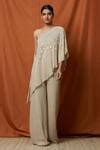 Buy Namrata Joshipura Beige Georgette One Shoulder Jumpsuit Online ...