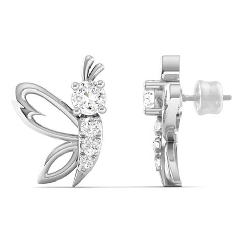 Lab Grown Diamond Butterfly Stud Earrings 9k Solid Gold