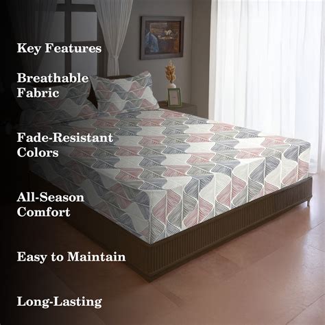Cream Wave Printed Microfiber Double Queen Bedsheet with 2 Pillow ...