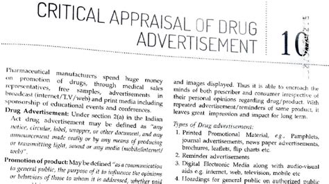 Critical Appraisal of Drug Advertisements (PHAR 25) - Studocu