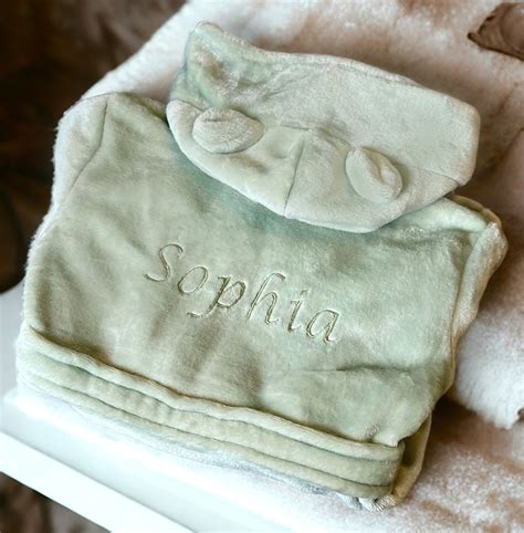 Personalised Sage Bath Robe, Baby Hooded Dressing Gown, Green Sage ...