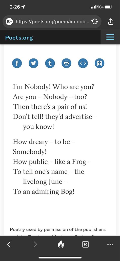 [poem] i’m nobody who are you? By Emily Dickinson : Poetry