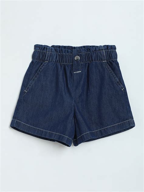 Girls Midnight Blue Denim Shorts | Soft Cotton Kids Shorts | Milou ...