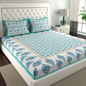 Jeevat Cotton Double Flat 144 TC Jaipuri Prints Bedsheet - Buy Jeevat ...