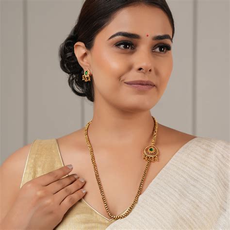 Stunning antique gold side brooch mala necklace set I Free Cod ...