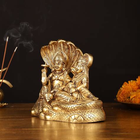 Brass Superfine Vishnu Lakshmi on Sheshanaag Idol - 7.5" Height ...