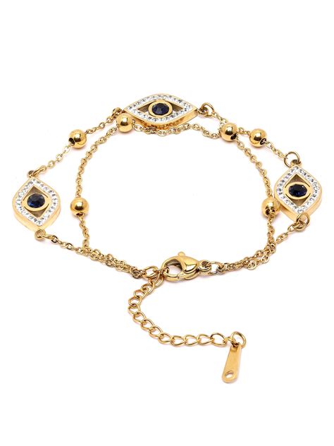 Bohey by KARATCART Gold Plated Evil Eye Chain Gold Bracelet for Women