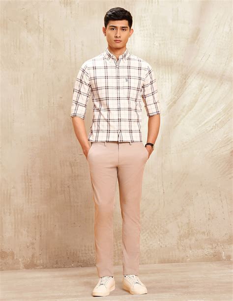 Buy Windowpane Checked Tailored Fit Shirt Beige|U.S. Polo Assn. India
