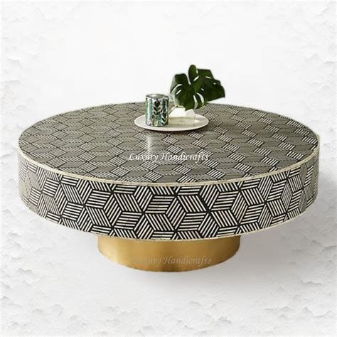 Optical Bone Inlay Coffee Table Black – Luxury Handicrafts