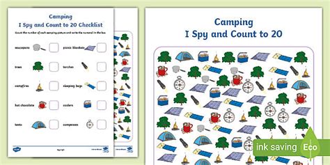 Camping I Spy and Count to 20 (teacher made) - Twinkl