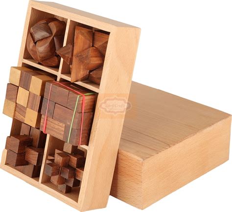 Ortus 4-in-One Wooden Puzzle Games Set 3D Puzzles Brain Teaser Game for ...