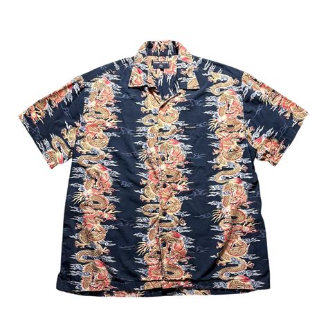 vintage 1990’s “Dragon border” cotton hawaiian shirt | NOIR ONLINE
