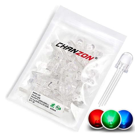 Buy CHANZON 50 pcs 8mm RGB Multicolor LED Diode Lights Common Cathode ...