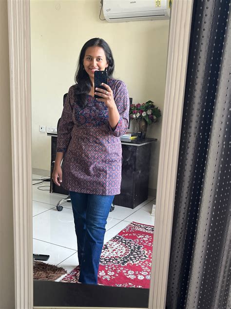 Purple and Red Yoke Pure Cotton Short Kurti – Desisass