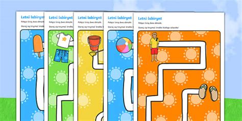 Karta Letni Labirynt Ćwiczenie chwytu ołówka po polsku, worksheet