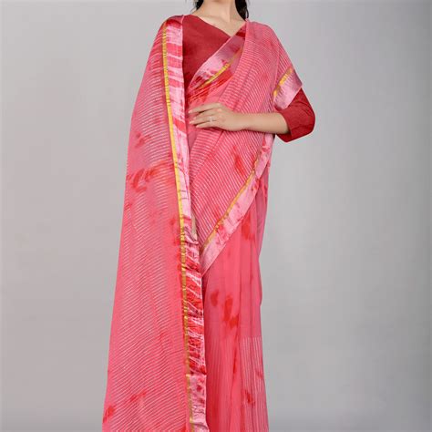 Buy Pink Shibori Print Georgette Saree Online at Best Price | Kajree ...