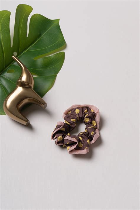 Bohemian Mauve Scrunchie with Mustard Accents | Trendy Hair Bands for ...