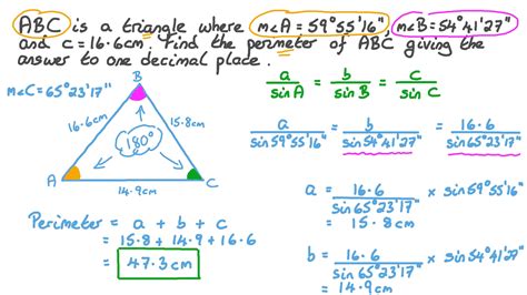 Question Video: Using the Sine Rule to Calculate the Perimeter of a ...