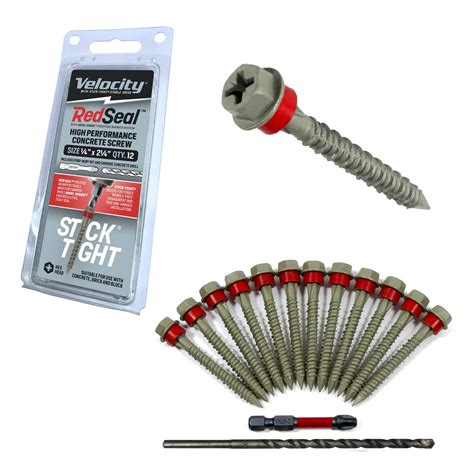 Buy Velocity Red Seal Hex Head and Flat Head Concrete Screws Hex Head ...