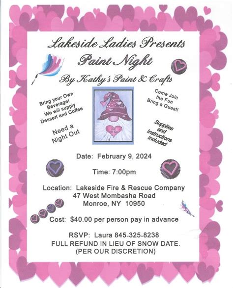 Lakeside Ladies Paint Night, Monroe-Lakeside Fire and Rescue Company, 9 ...