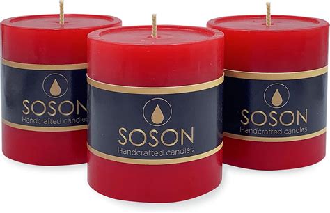 SimplySoson Premium Unscented Red Pillar Candles Set - 3x6 Inch India ...