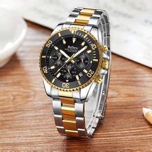 OVERFLY BIDEN Mens Watch Chronograph Luxury Black Dial With Golden ...