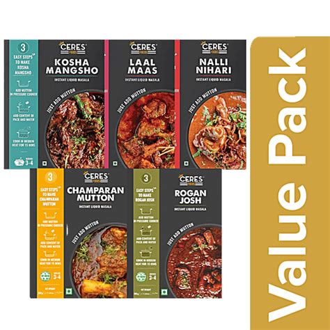 Buy Ceres Foods Laal Maas + Rogan Josh + Champaran Mutton + Nalli ...