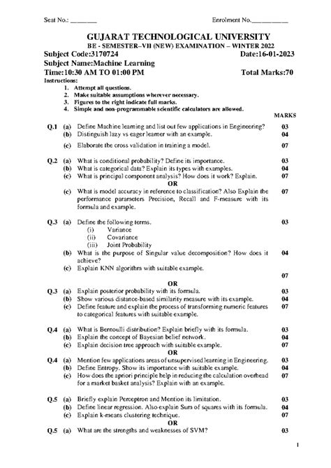 Machine Learning (3170724) Final Exam - Winter 2022 Paper - Studocu