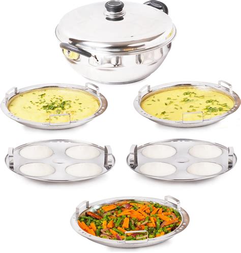 Buy Cello Stainless Steel Induction Base Idli Cooker And Multi Kadhai ...