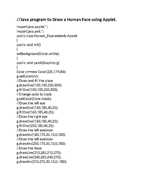Draw human face using appplet - //Java program to Draw a Human Face ...