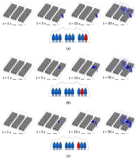 Droplets Transmission Mechanism in a Commercial Wide-Body Aircraft Cabin