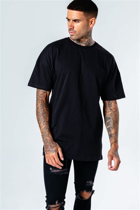 Step out in the HYPE. black oversized men's t-shirt. In a solid black ...