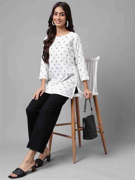 White Rayon Floral Printed A-Line Kurta | ProOne