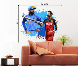 SAI DESIGNS 58 cm virat kohli cricket player wall sticker(58x51) Self ...