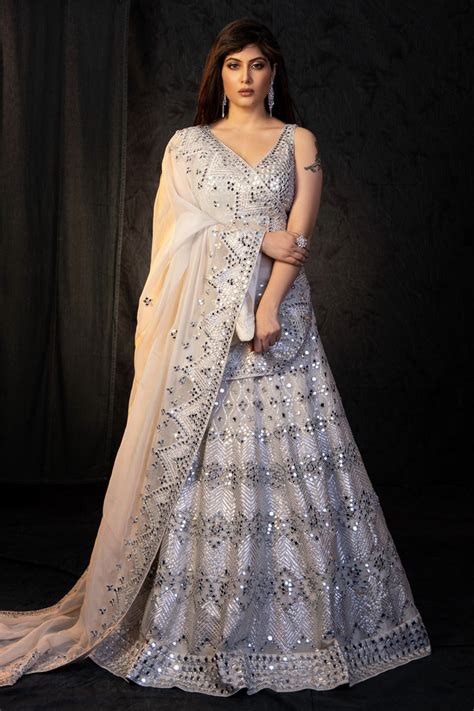 Buy Ivory Silk Organza Lehenga Set for Women by Harshita Dhanawat
